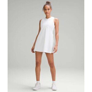Grid-Texture Sleeveless Tennis Dress - White